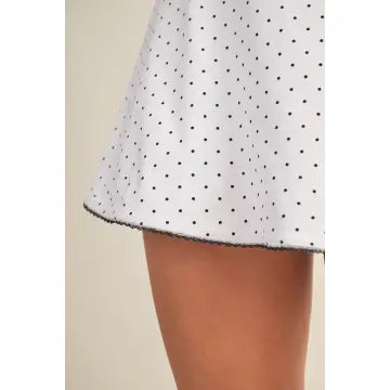 Polka Dot Print Lace Trim Ruffle Mini Dress