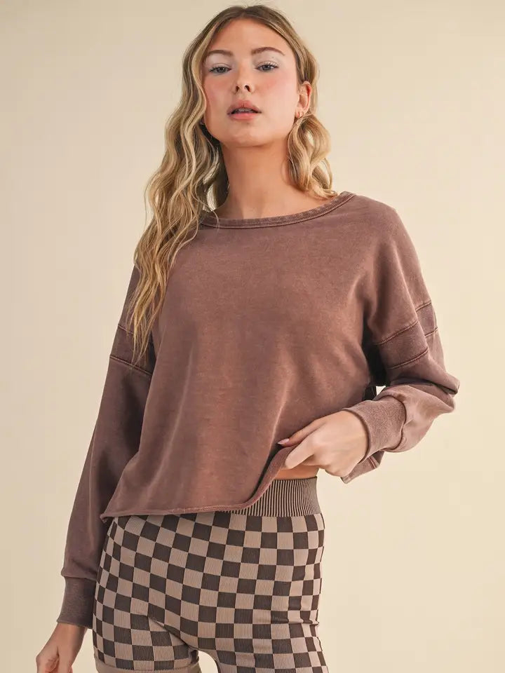 Mineral Wash Cutout Back Layering Sweatshirt