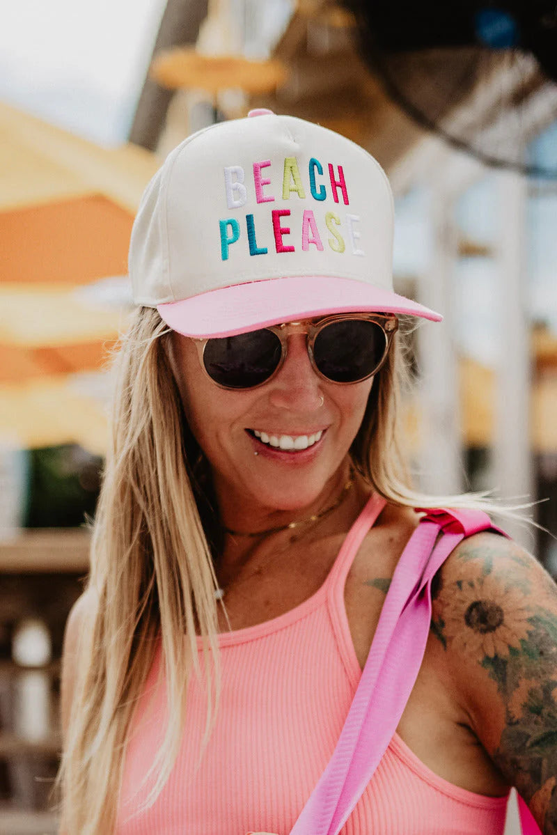 Beach Please Two-Toned Vintage Hat