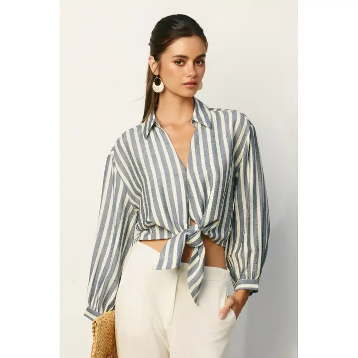 Nautical Stripe Knot Front Shirt
