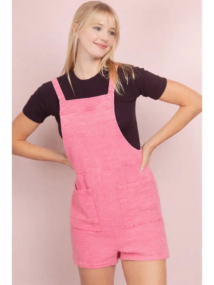 Mineral Washed Double Gauze Overall Romper