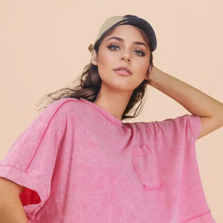 Mineral Wash Washed Crop Knit Top
