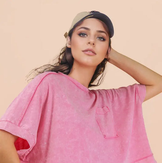 Mineral Wash Washed Crop Knit Top