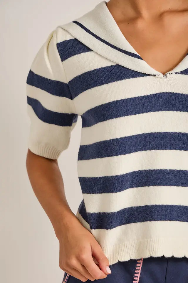 Striped Sailor Knit Top