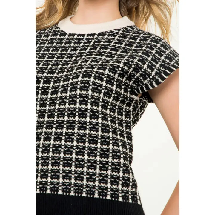 Chanelle Check Knit Top