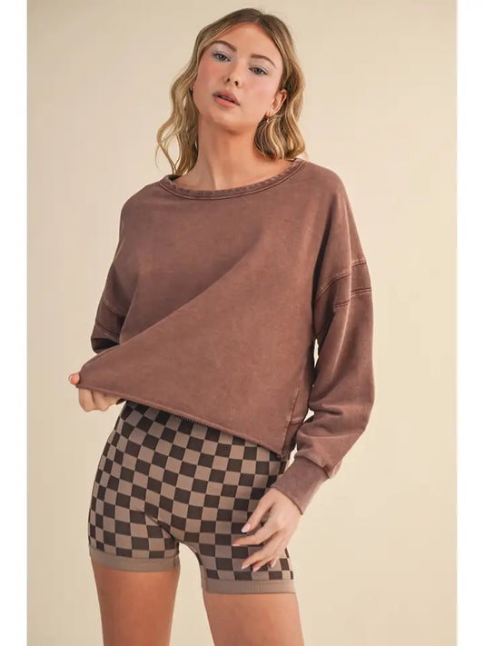 Mineral Wash Cutout Back Layering Sweatshirt