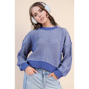 Cropped stripe sweater