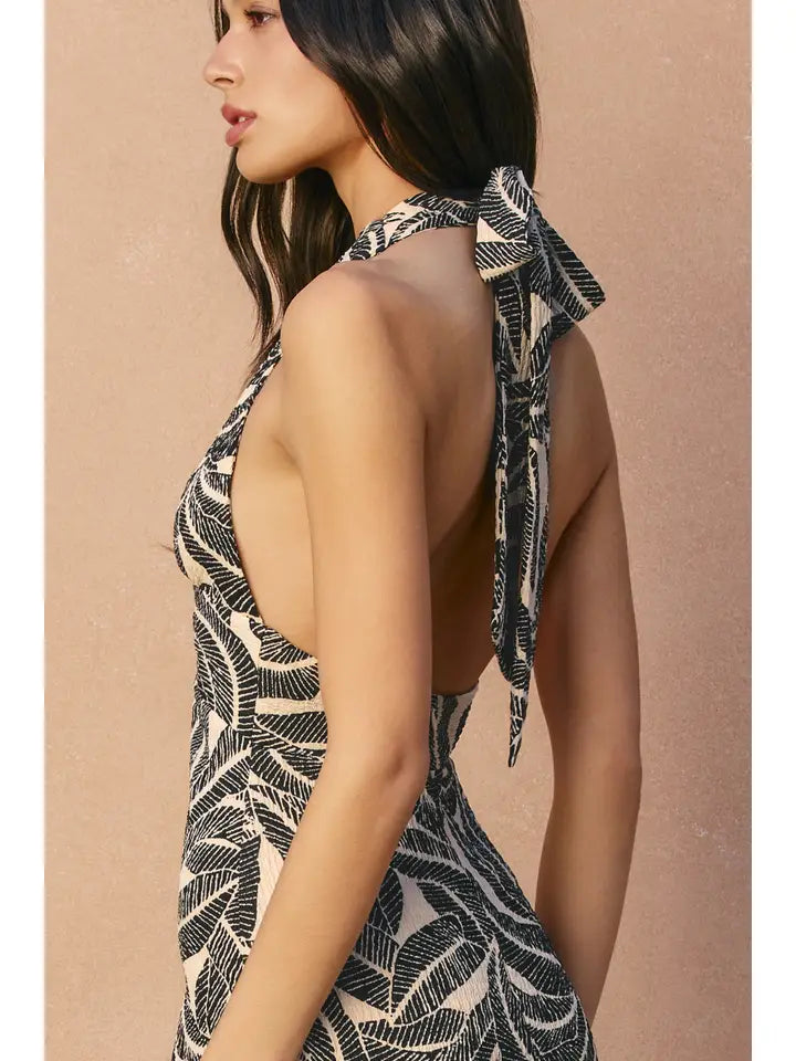 Saltwater Blush Halter O Ring Maxi Dress