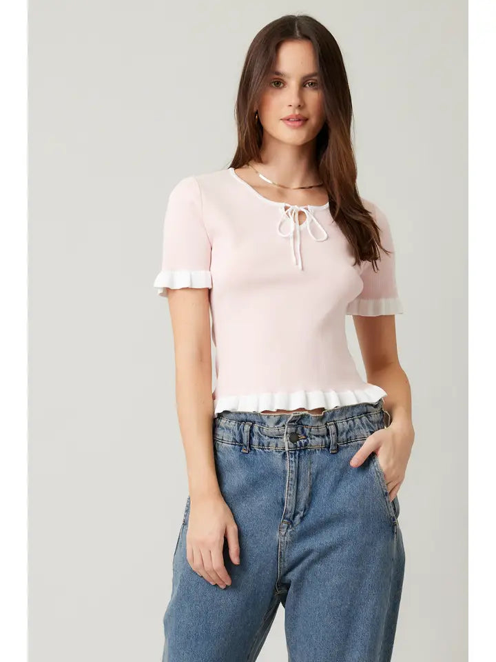 Sweetheart Ruffle Bow Top