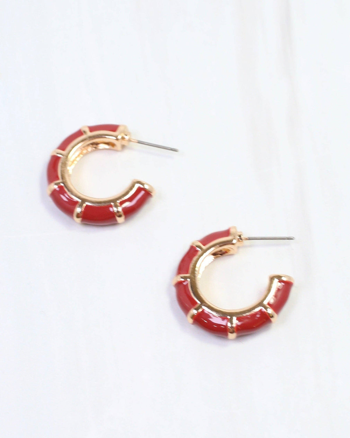 Britt Bamboo Enamel Hoop Earring Burgundy
