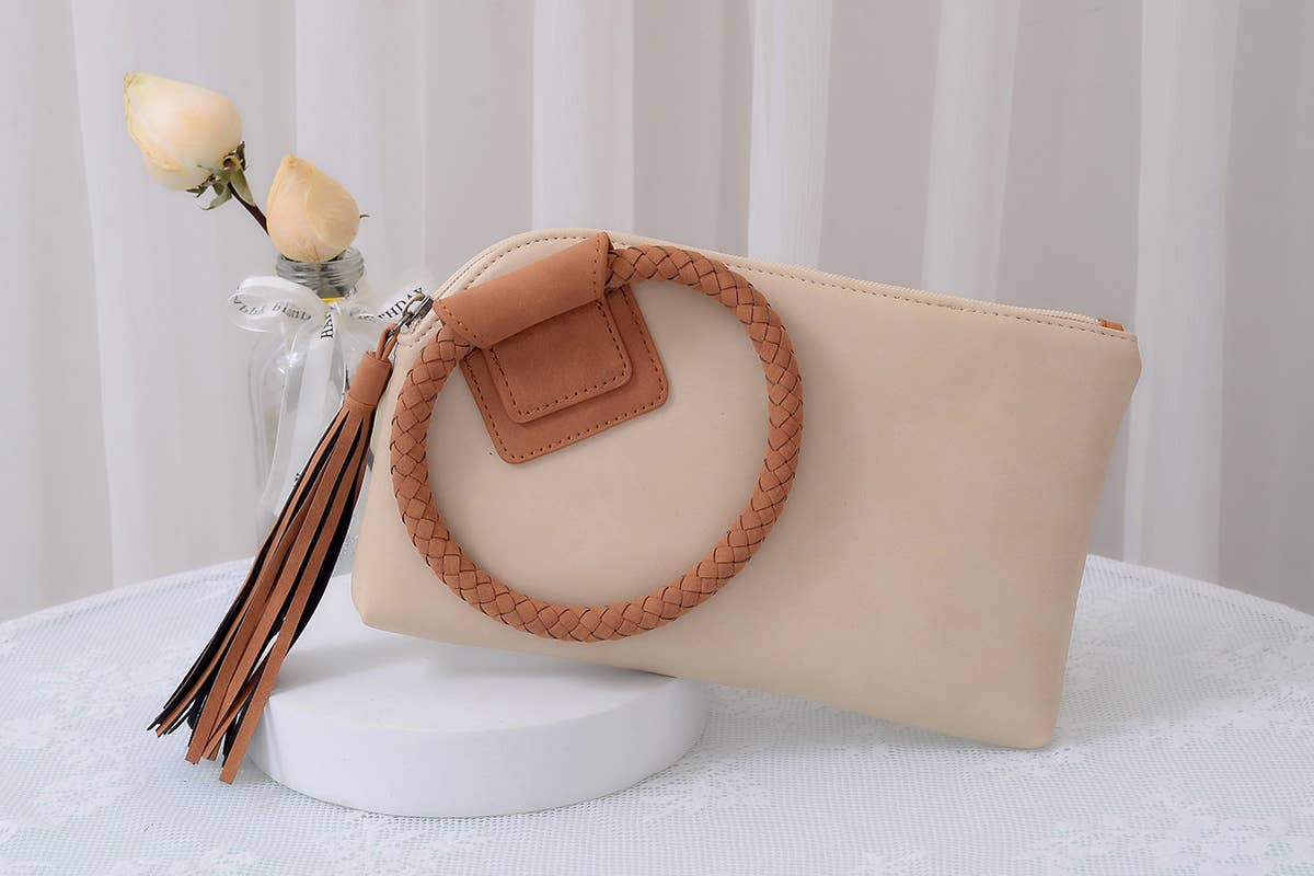 Handle Tassel Wristlet Clutch