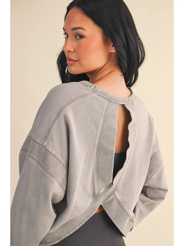 Mineral Wash Cutout Back Layering Sweatshirt