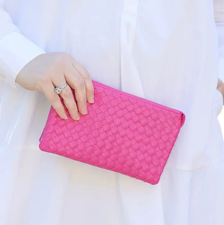 Liz Crossbody Bag Woven Hot Pink