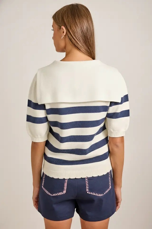Striped Sailor Knit Top