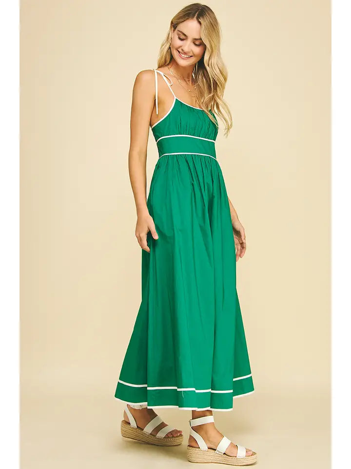 Emerald Breeze Midi Dress