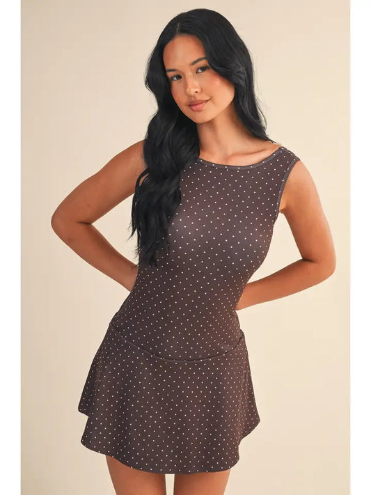 Mocha Dot Mini Dress