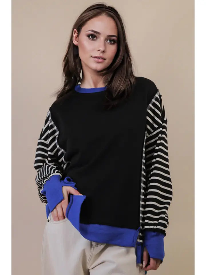 Oversized Striped Casual Knit Top