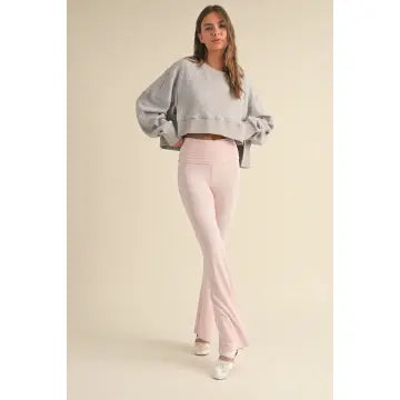 Waffle Knit Oversized Long Sleeve Top