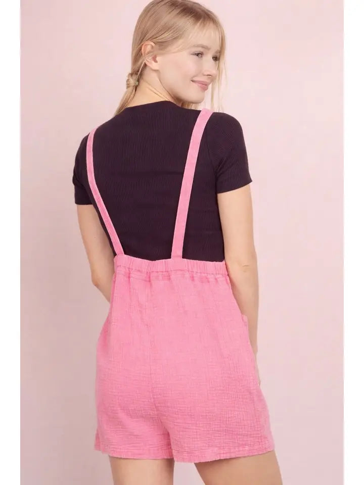 Mineral Washed Double Gauze Overall Romper