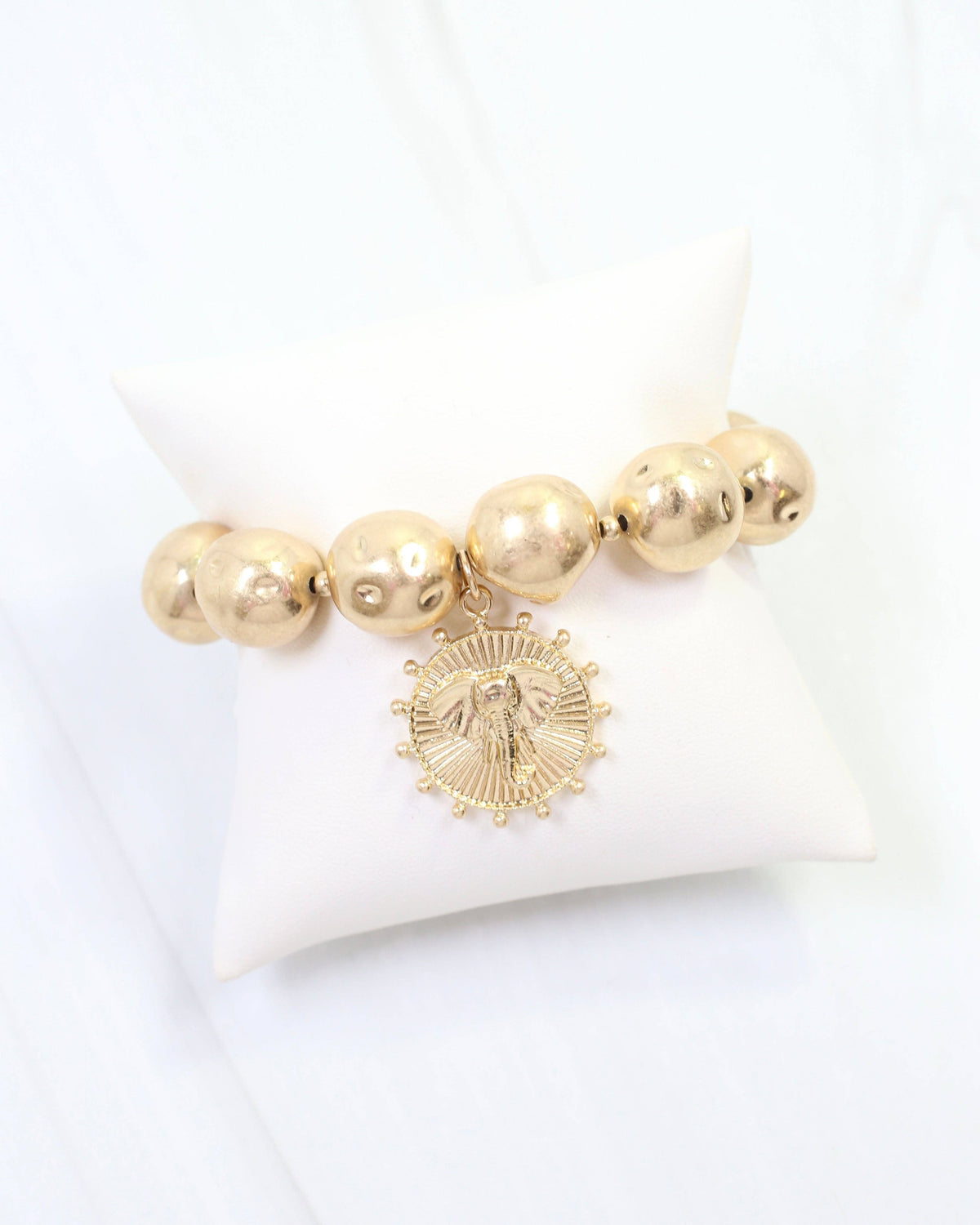 Carmen Coin Stretch Bracelet Elephant Worn Gold