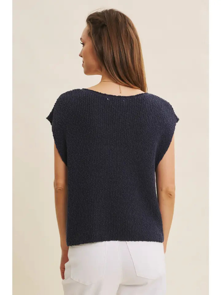 Effortless Layering Relaxed Fit Cotton Slub Sweater Top