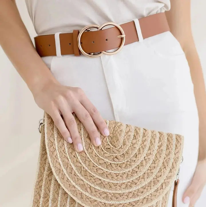 Georgia Striped Straw Crossbody/Clutch