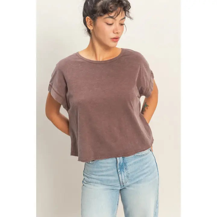 Acid Washed Cross Detail Open Back Top