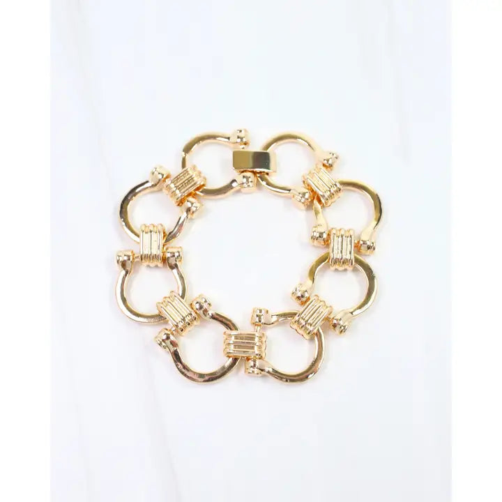 Ely Horsebit Chain Bracelet Gold