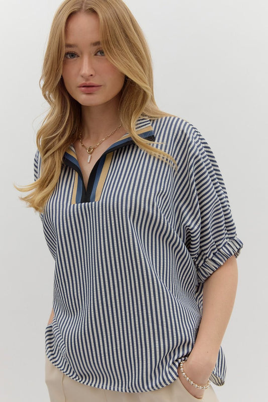 Stripe Pattern Dolman Top