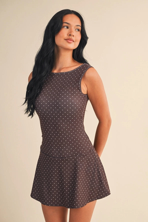 Mocha Dot Mini Dress