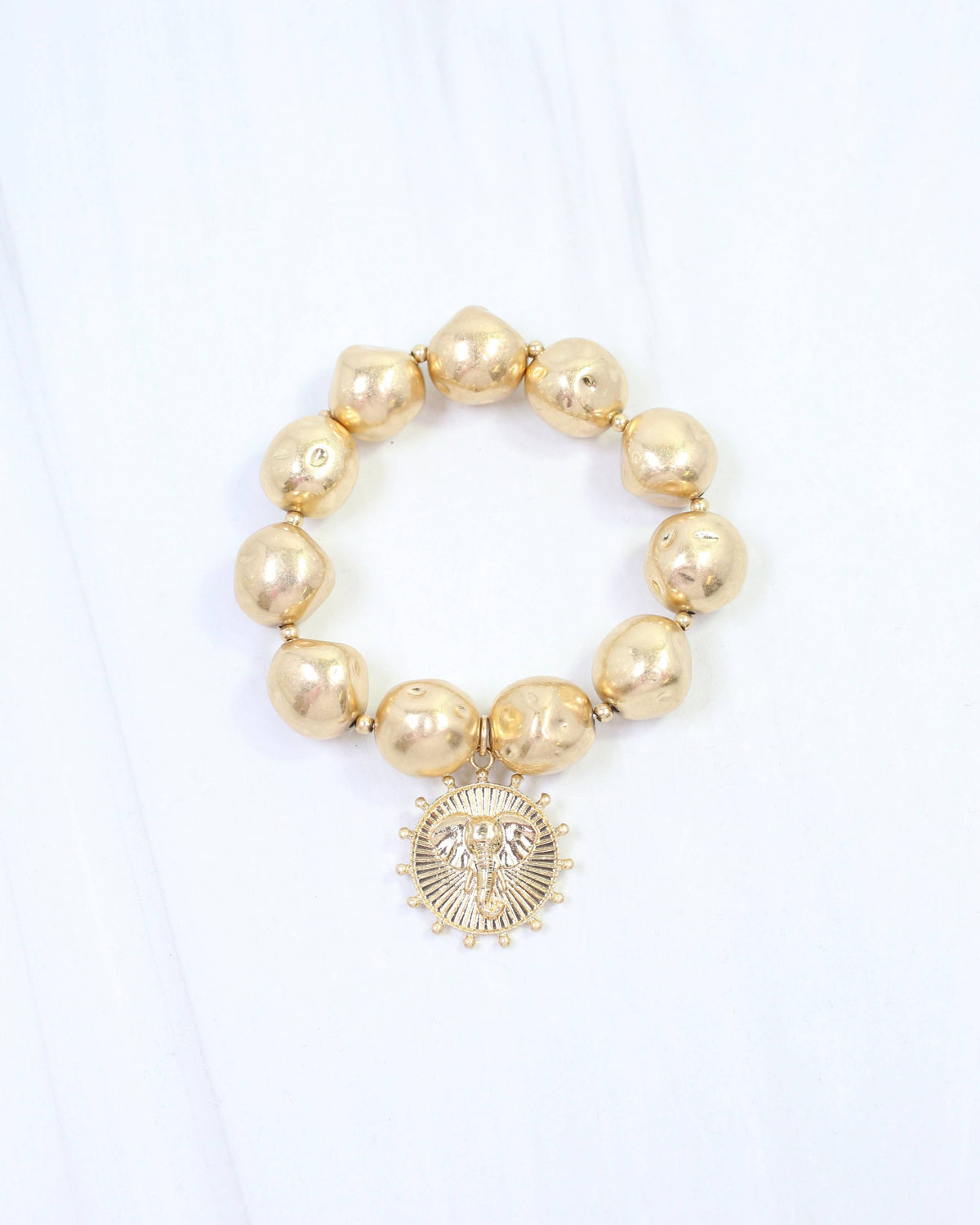Carmen Coin Stretch Bracelet Elephant Worn Gold
