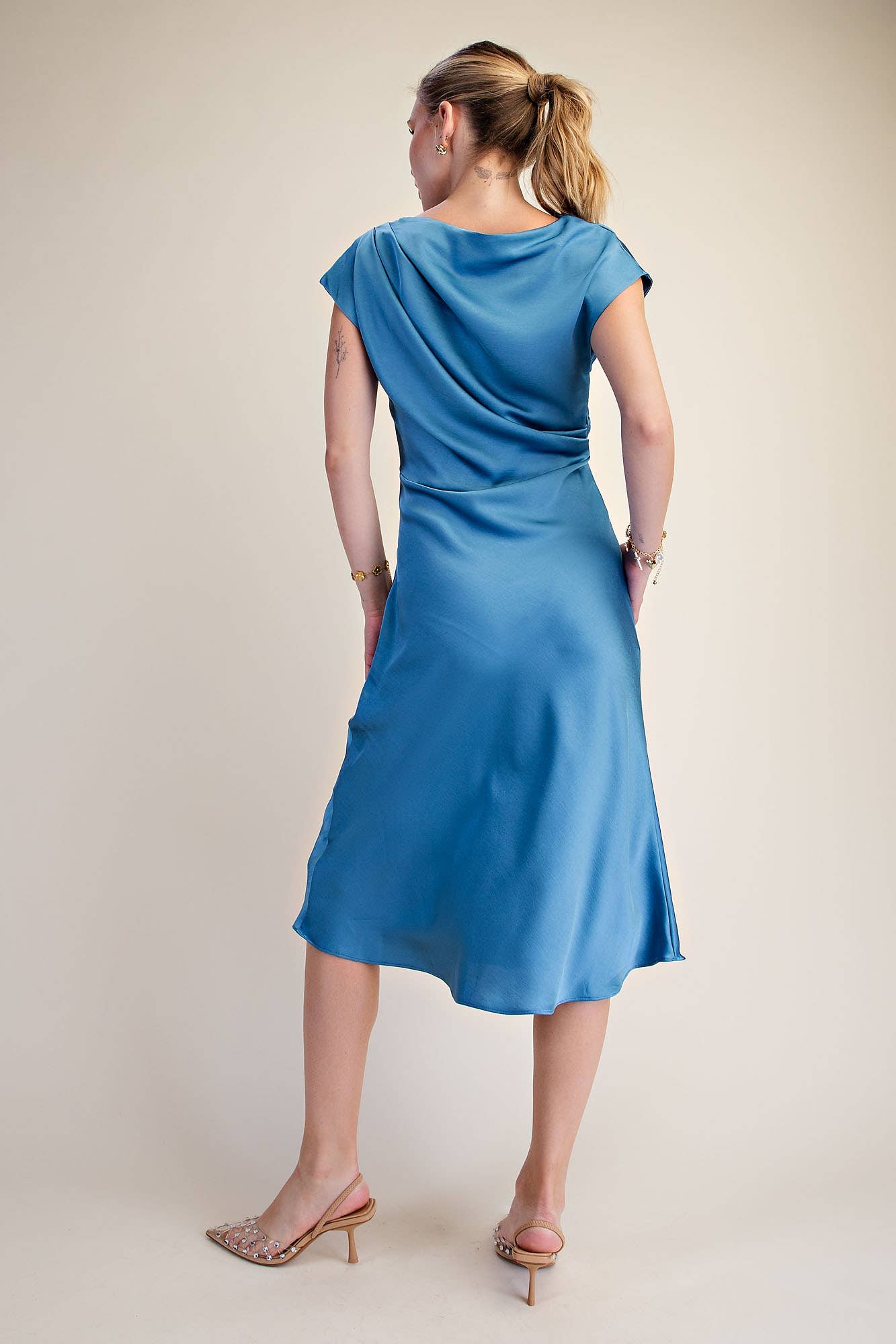 Asymmetrical Dress Waist Tie Midi Length