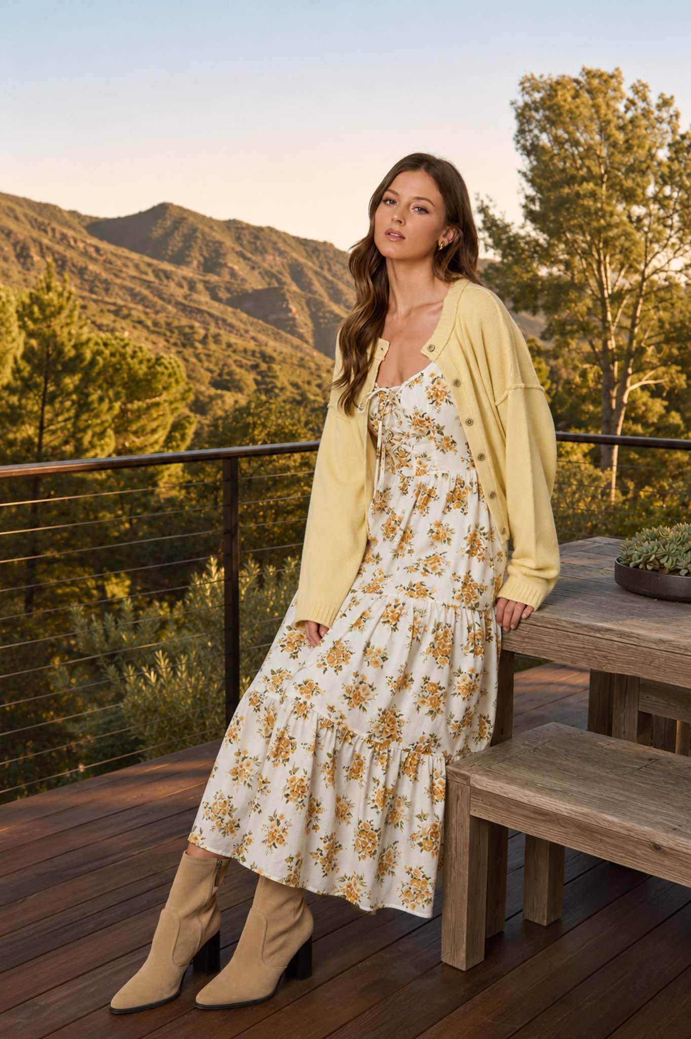 Golden Meadow Midi Dress