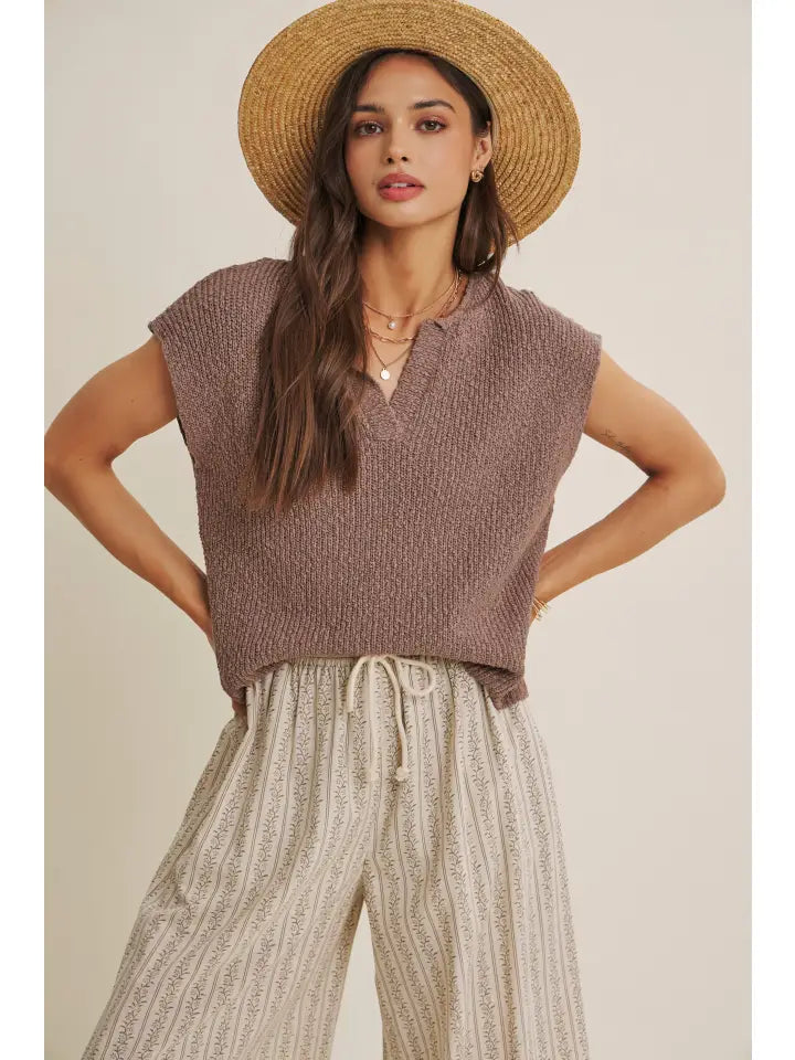 Effortless Layering Relaxed Fit Cotton Slub Sweater Top