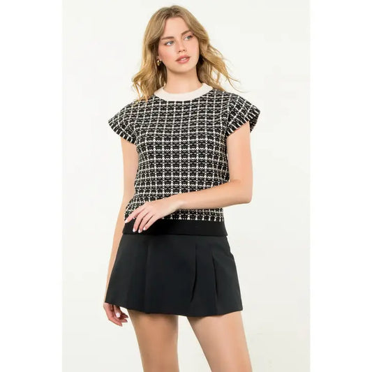 Chanelle Check Knit Top