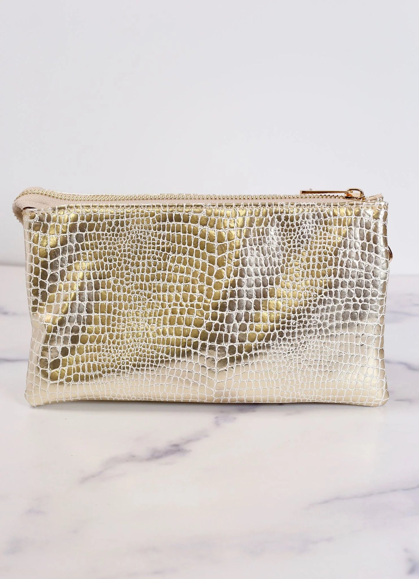 Liz Metallic Croc Crossbody Bag