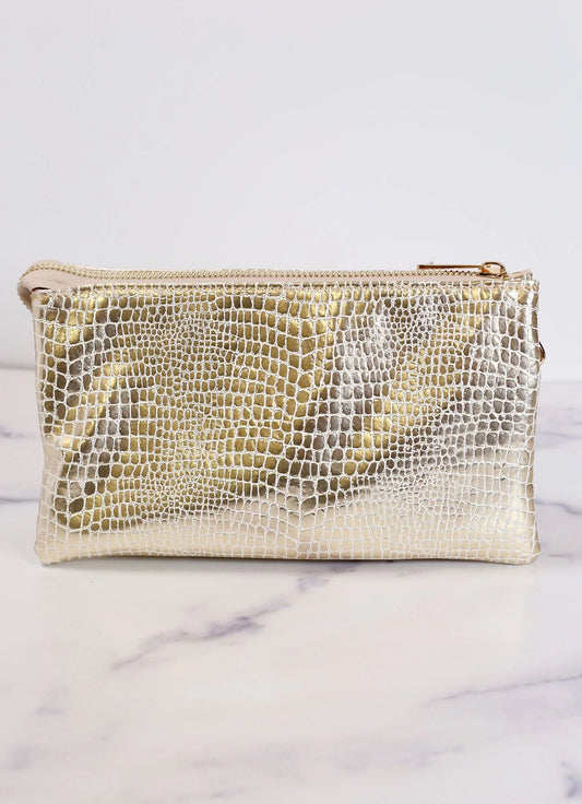 Liz Metallic Croc Crossbody Bag