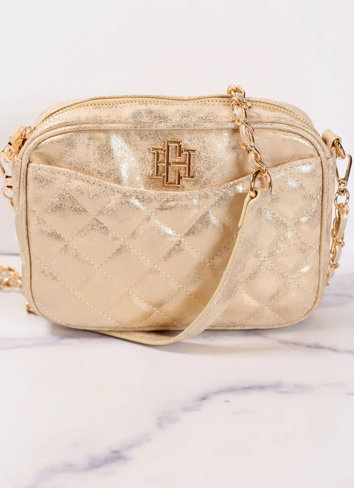 Olivia Quilted Glimmer Gold Crossbody