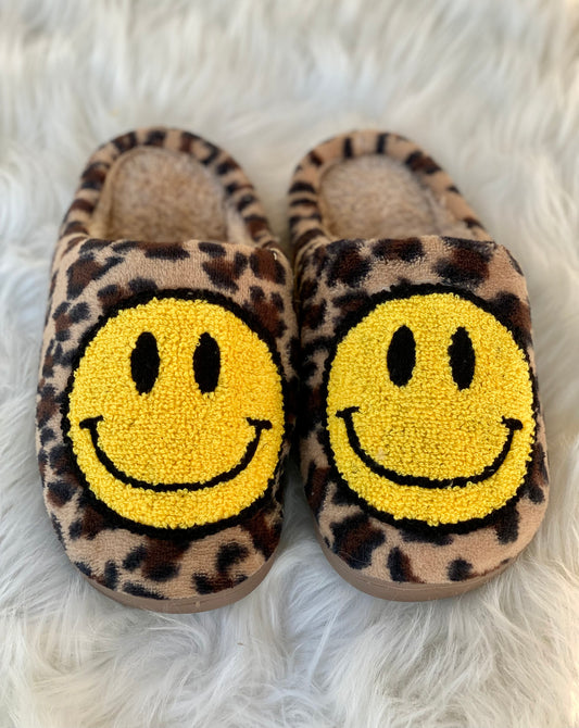 Leopard Smiley Face Slippers