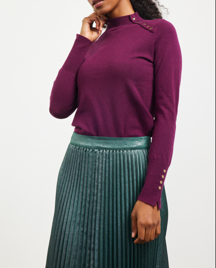 Mock Neck Button Sweater