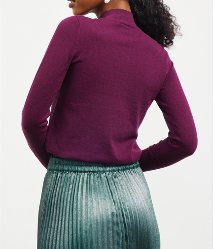 Mock Neck Button Sweater