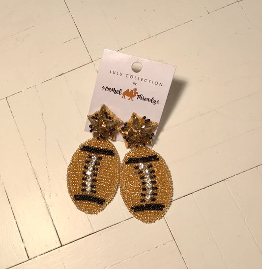 Black Gold Football Earrings