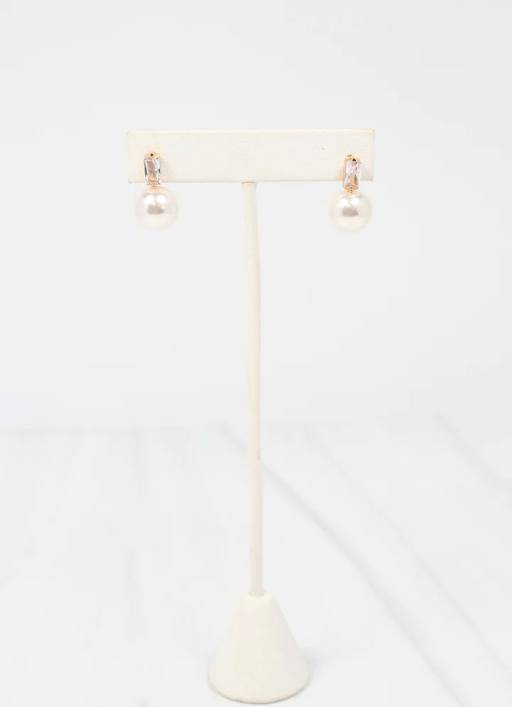 Rectangle Stud CZ Earring