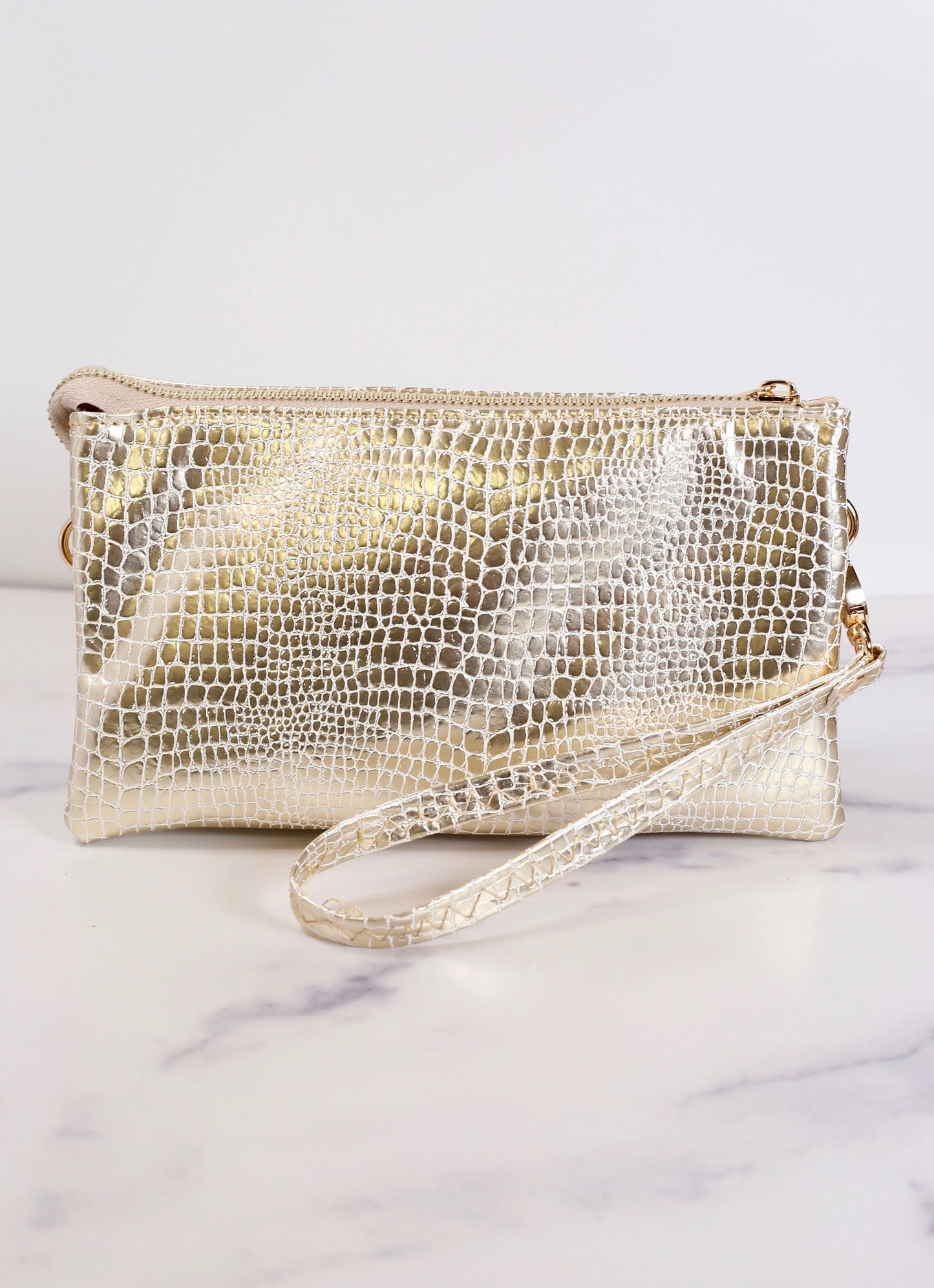 Liz Metallic Croc Crossbody Bag