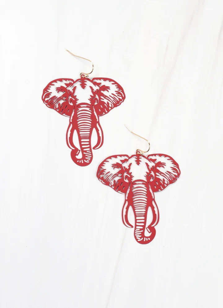 Crimson Elmer Cutout Elephant Earring