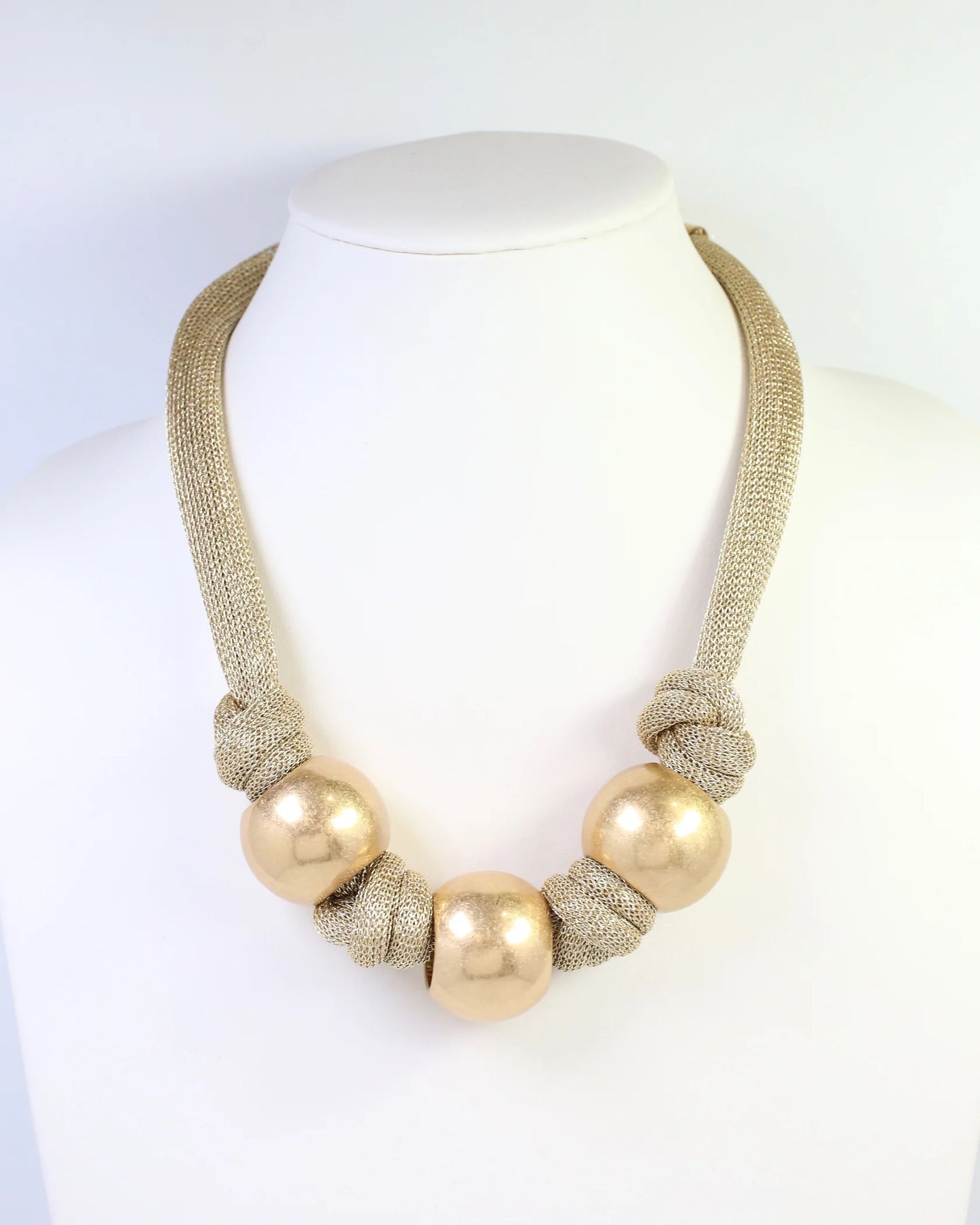 Asheboro Mesh Beaded Necklace Gold