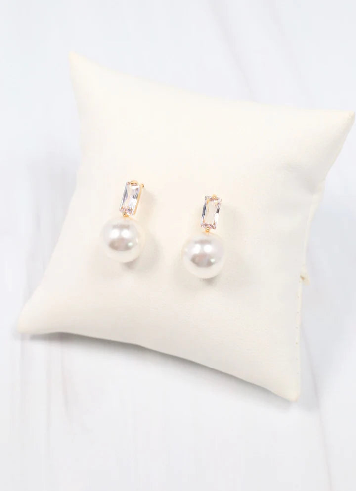 Estrella Pearl and CZ Stud Earring